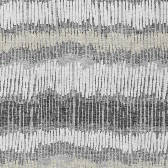 Gray Light Green And Ivory Striped Washable Indoor Outdoor Area Rug Photo 6