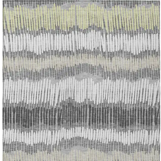 Gray Light Green And Ivory Striped Washable Indoor Outdoor Area Rug Photo 7