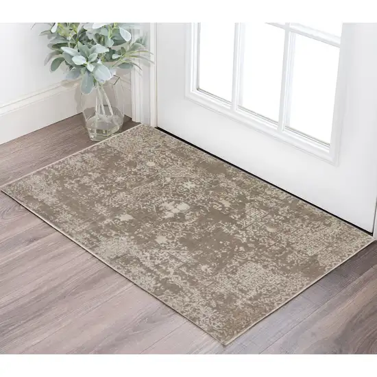 Gray Oriental Area Rug With Fringe Photo 1