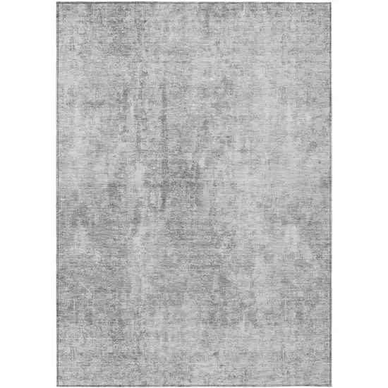 Gray Silver And Charcoal Abstract Washable Indoor Outdoor Area Rug Photo 2