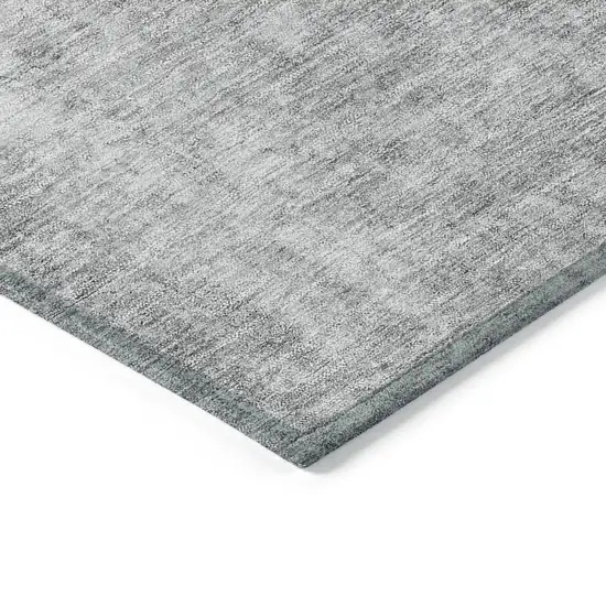 Gray Silver And Charcoal Abstract Washable Indoor Outdoor Area Rug Photo 4