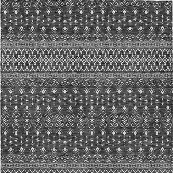 Gray Silver And Charcoal Tribal Washable Indoor Outdoor Area Rug Photo 7