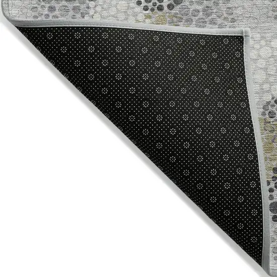 Gray Silver And Ivory Polka Dot Washable Indoor Outdoor Area Rug Photo 4