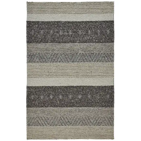 Gray Taupe And Tan Wool Striped Hand Woven Stain Resistant Area Rug Photo 1