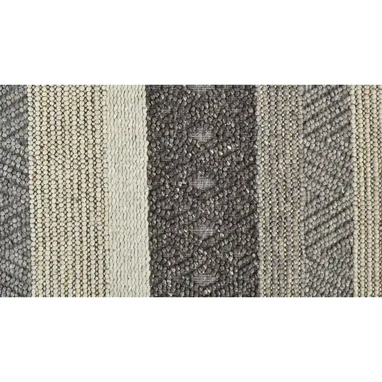 Gray Taupe And Tan Wool Striped Hand Woven Stain Resistant Area Rug Photo 9