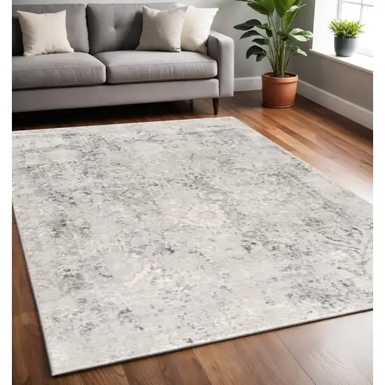 Gray and Ivory Abstract Area Rug Photo 1