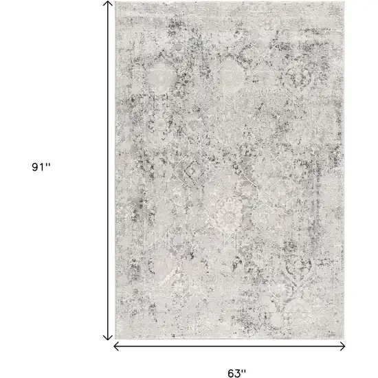 Gray and Ivory Abstract Area Rug Photo 3