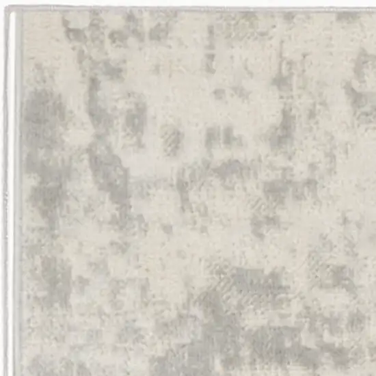 Gray and Ivory Abstract Power Loom Runner Rug Photo 4