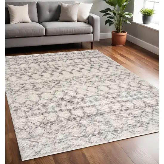 Gray and Ivory Southwestern Shag Power Loom Area Rug Photo 1