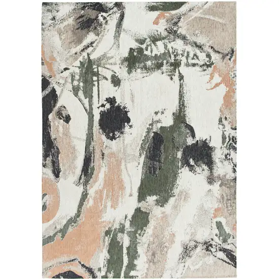 Gray and Orange Abstract Non Skid Area Rug Photo 2