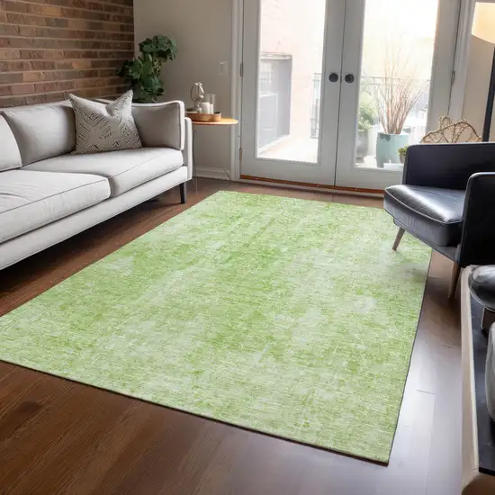 Green Abstract Washable Indoor Outdoor Area Rug Photo 8