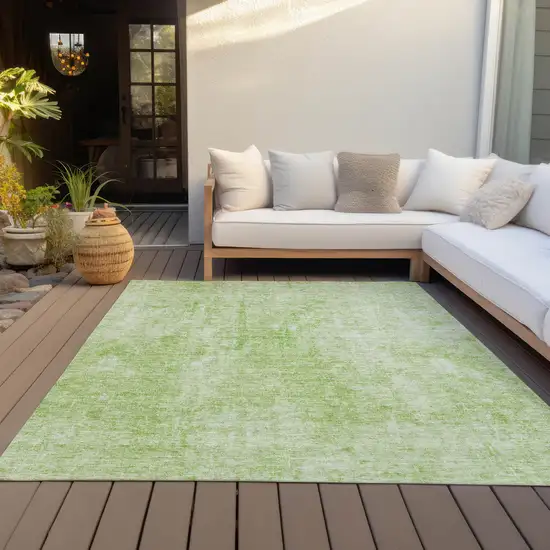 Green Abstract Washable Indoor Outdoor Area Rug Photo 7