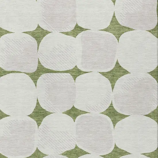 Green And Beige Abstract Washable Indoor Outdoor Area Rug Photo 6