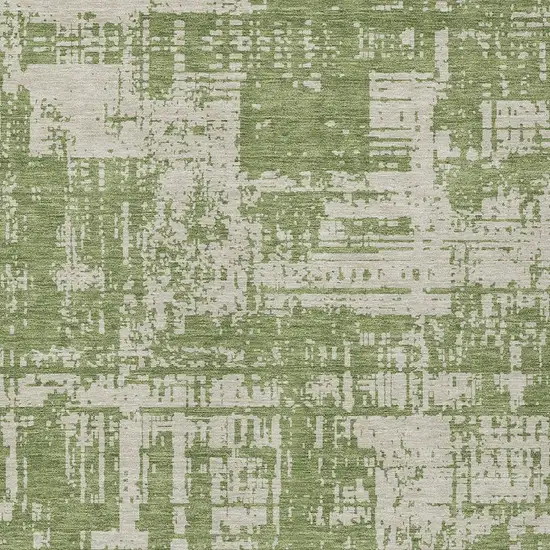 Green And Beige Abstract Washable Indoor Outdoor Area Rug Photo 6