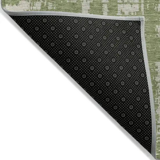 Green And Beige Abstract Washable Indoor Outdoor Area Rug Photo 4