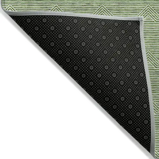 Green And Beige Geometric Washable Indoor Outdoor Area Rug Photo 4
