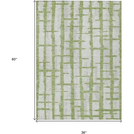 Green And Gray Striped Washable Indoor Outdoor Area Rug Photo 3