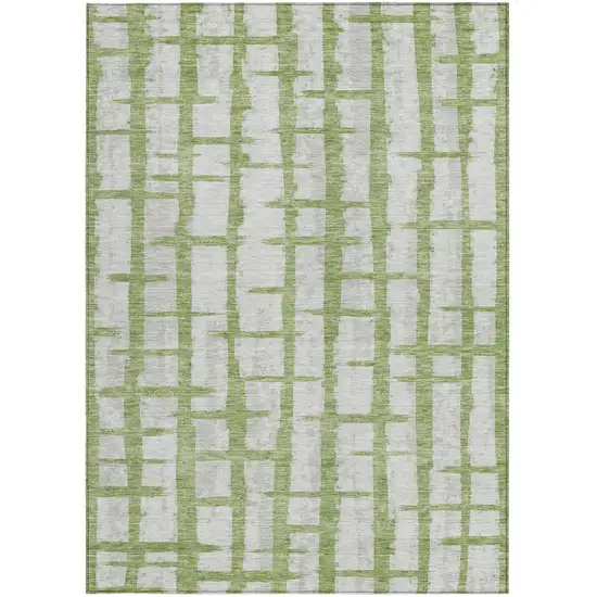 Green And Gray Striped Washable Indoor Outdoor Area Rug Photo 7