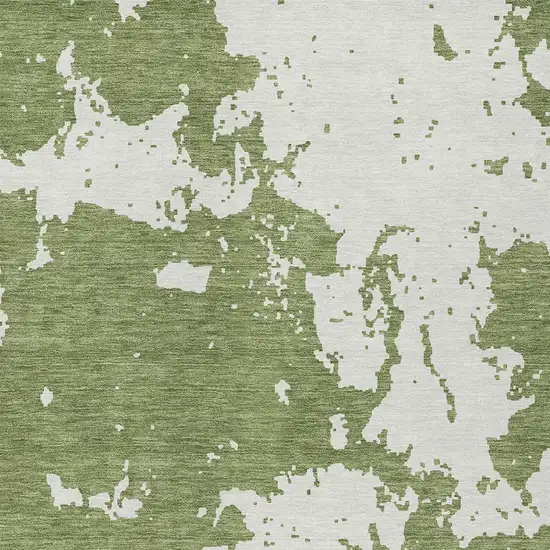 Green And Ivory Abstract Washable Indoor Outdoor Area Rug Photo 6