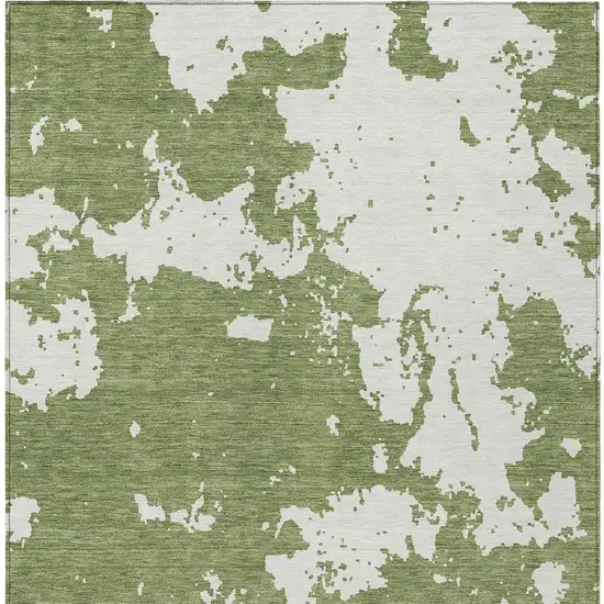 Green And Ivory Abstract Washable Indoor Outdoor Area Rug Photo 7