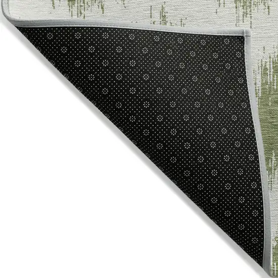 Green And Ivory Chevron Washable Indoor Outdoor Area Rug Photo 4