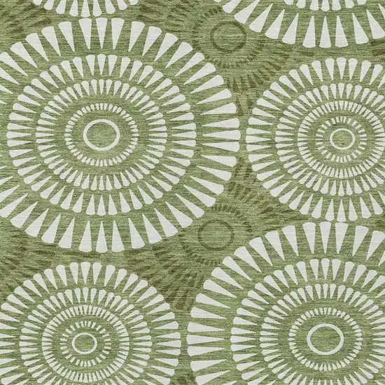 Green And Ivory Geometric Washable Indoor Outdoor Area Rug Photo 6