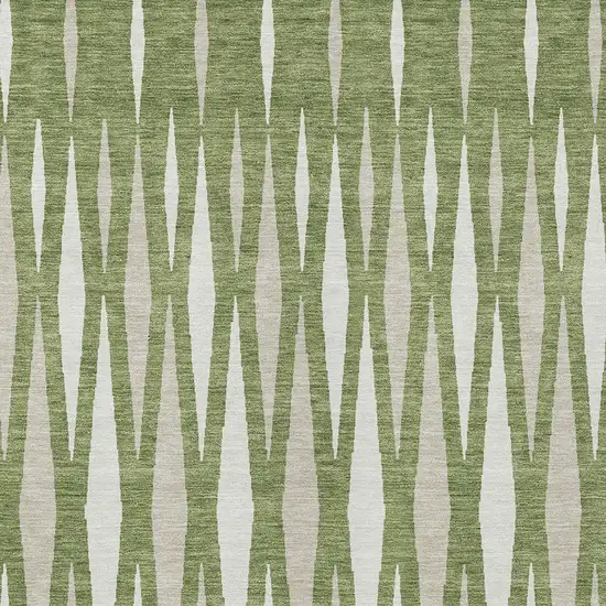 Green And Ivory Geometric Washable Indoor Outdoor Area Rug Photo 6