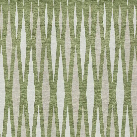 Green And Ivory Geometric Washable Indoor Outdoor Area Rug Photo 6