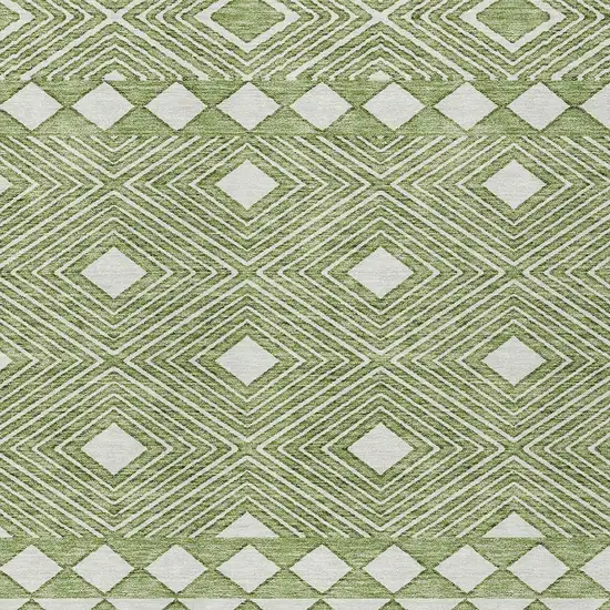 Green And Ivory Geometric Washable Indoor Outdoor Area Rug Photo 6