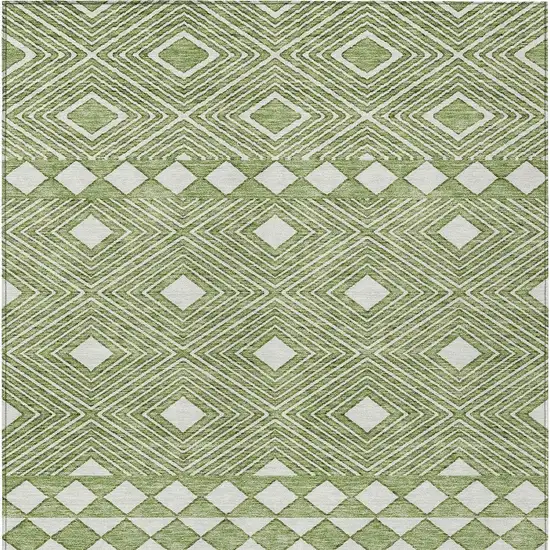 Green And Ivory Geometric Washable Indoor Outdoor Area Rug Photo 7