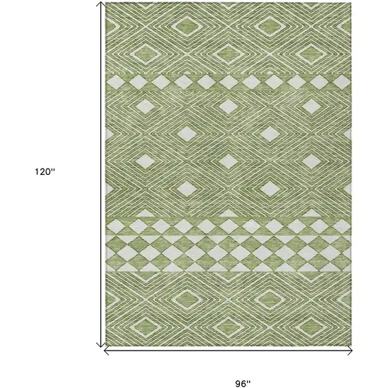 Green And Ivory Geometric Washable Indoor Outdoor Area Rug Photo 3