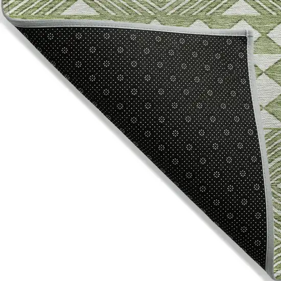 Green And Ivory Geometric Washable Indoor Outdoor Area Rug Photo 4