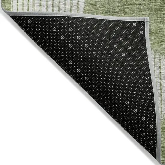 Green And Ivory Geometric Washable Indoor Outdoor Area Rug Photo 4