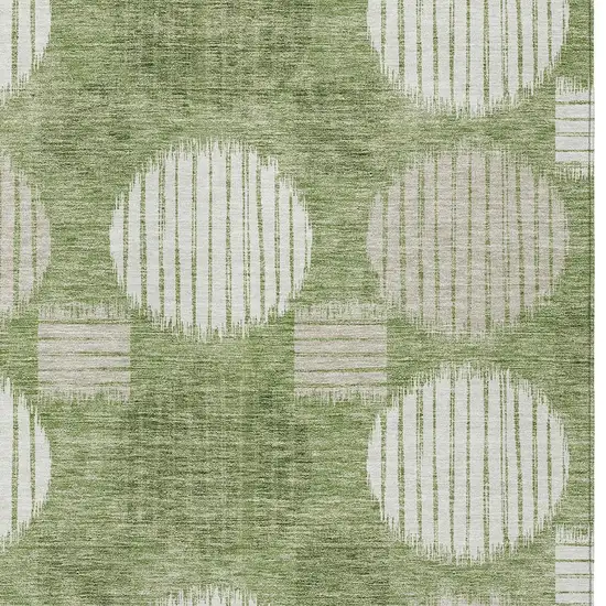 Green And Ivory Geometric Washable Indoor Outdoor Area Rug Photo 6
