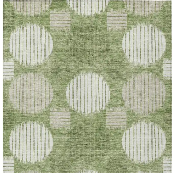 Green And Ivory Geometric Washable Indoor Outdoor Area Rug Photo 7
