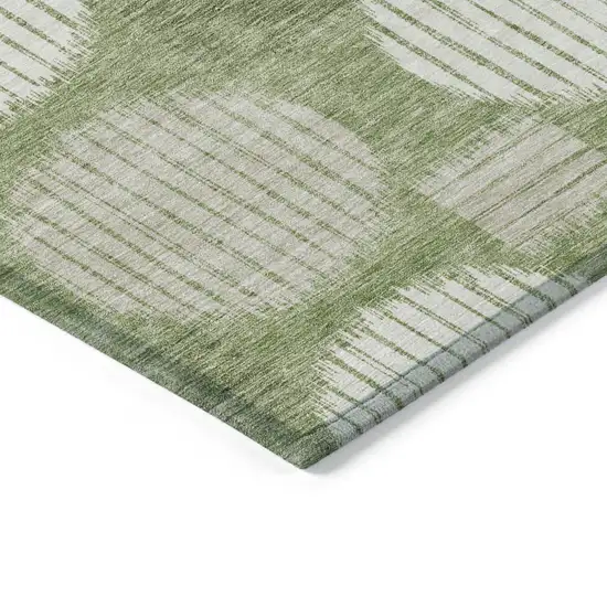 Green And Ivory Geometric Washable Indoor Outdoor Area Rug Photo 5