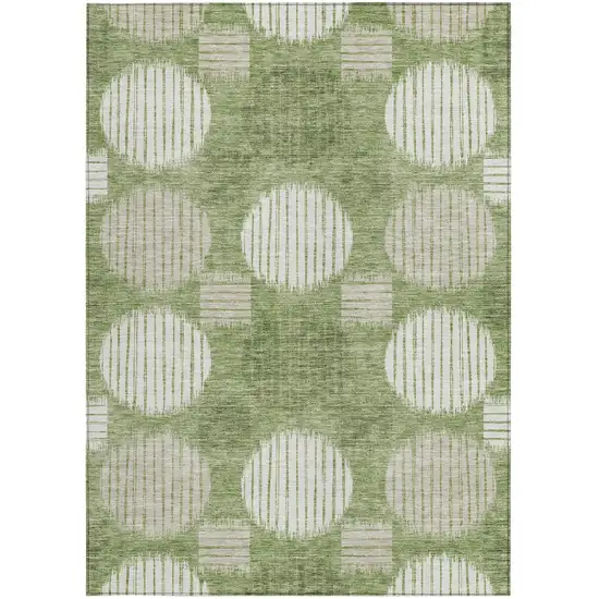 Green And Ivory Geometric Washable Indoor Outdoor Area Rug Photo 7
