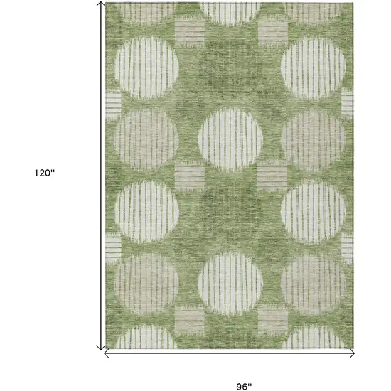 Green And Ivory Geometric Washable Indoor Outdoor Area Rug Photo 3