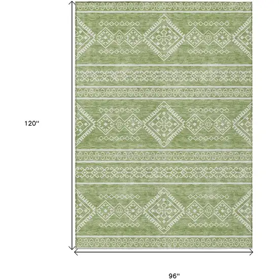 Green And Ivory Southwestern Washable Indoor Outdoor Area Rug Photo 3