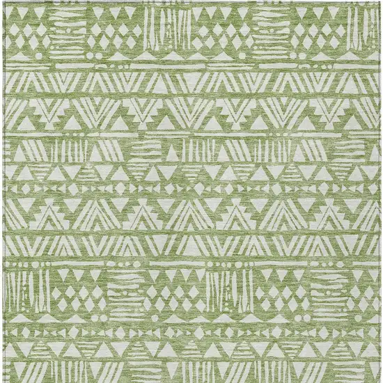 Green And Ivory Southwestern Washable Indoor Outdoor Area Rug Photo 6