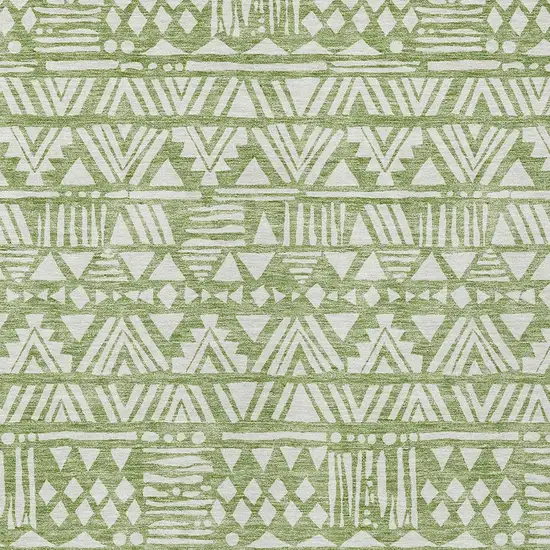 Green And Ivory Southwestern Washable Indoor Outdoor Area Rug Photo 5