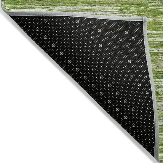 Green And Ivory Striped Washable Indoor Outdoor Area Rug Photo 4