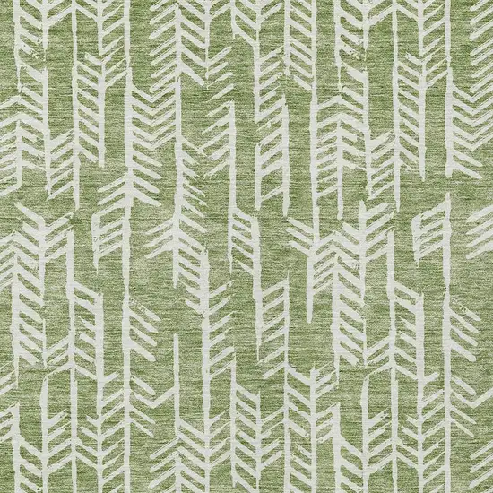 Green And Ivory Tribal Washable Indoor Outdoor Area Rug Photo 6