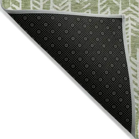 Green And Ivory Tribal Washable Indoor Outdoor Area Rug Photo 4