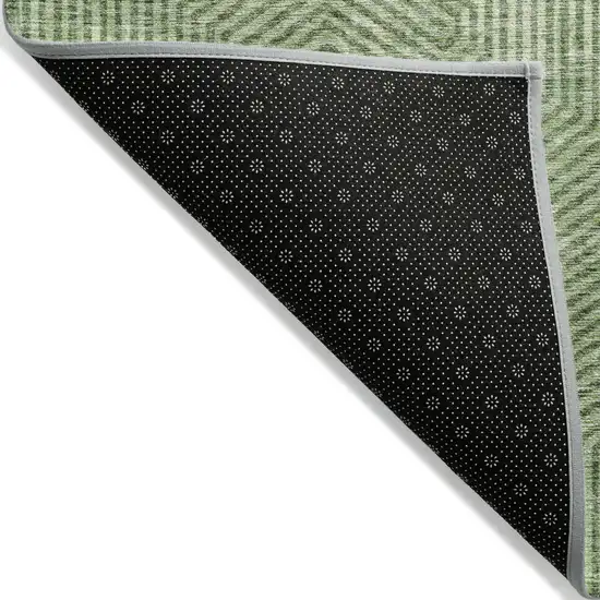 Green And Light Green Geometric Washable Indoor Outdoor Area Rug Photo 4
