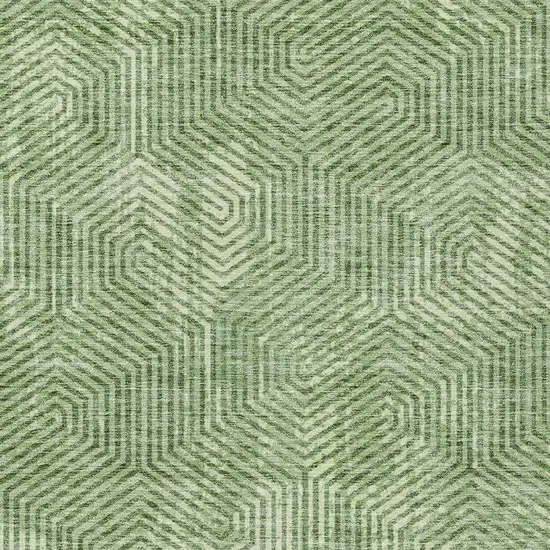Green And Light Green Geometric Washable Indoor Outdoor Area Rug Photo 6