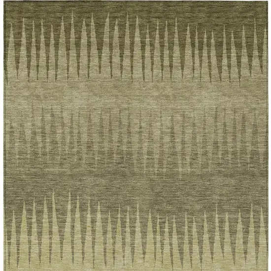 Green And Light Green Striped Washable Indoor Outdoor Area Rug Photo 7
