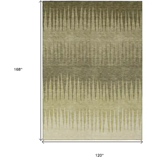 Green And Light Green Striped Washable Indoor Outdoor Area Rug Photo 3