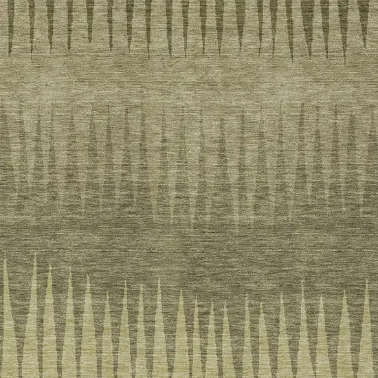 Green And Light Green Striped Washable Indoor Outdoor Area Rug Photo 6