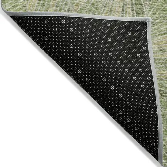 Green And Olive Green Geometric Washable Indoor Outdoor Area Rug Photo 4